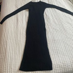 Fashion nova black long slit dress extra stretchy